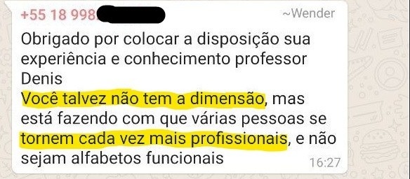 Depoimento de aluno da Help