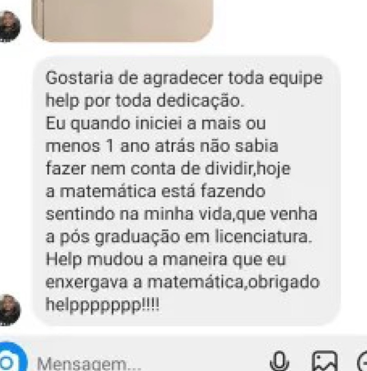 Depoimento de aluno da Help